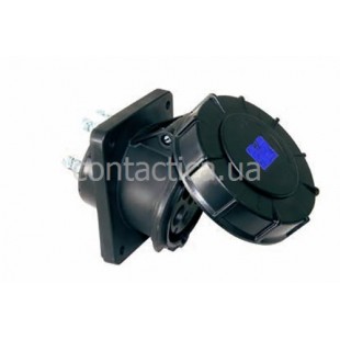 Розетка фланцева чорна наклонная 125A 3p 6h PC Electric