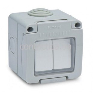 Всепогодный выключатель 2 клавиши 10A-250V IP55 Famatel