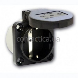 Розетка Schuko фланцева на чорна SSD 50x50 nat.IP54 PC Electric