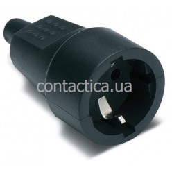 Розетка кабельна 16А 250В SCHUKO прорезиненая чорна Famatel
