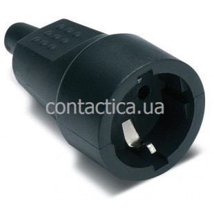 Розетка кабельна 16А 250В SCHUKO прорезиненая чорна Famatel Famatel