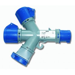 Разветвитель PCE- вилка 2P+T 16A выход 2 розетки 2P+T 16A и 1 Schuko 16F 250V
