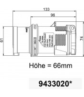 Адаптер CEE вилка 16A 5P 400V и выход на 1 розетку Schuko 16F 250V