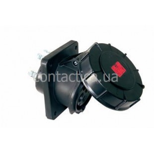Розетка фланцева чорна наклонная 63A 5p 6h PC Electric