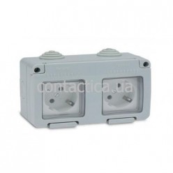Блок всепогодный на 2 розетки с заземлением, 16A-250V IP55