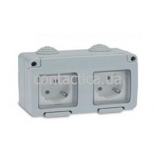 Блок всепогодный на 2 розетки с заземлением, 16A-250V IP55 Famatel