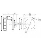 Розетка фланцева 32A 4p 3h IP67
