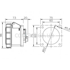 Розетка фланцева 32A 4p 3h IP67