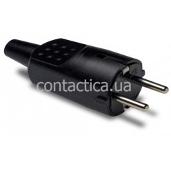 Вилка кабельна 16А 250В SCHUKO прорезиненая чорна Famatel арт. 1104