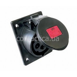 Розетка фланцева чорна наклонная 16A 5p 6h PC Electric