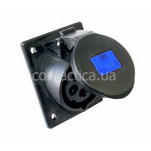 Розетка фланцева чорна наклонная 32A 3p 6h PC Electric