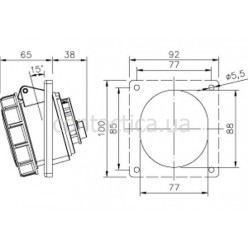 Розетка врезная наклонная 32А IP67
