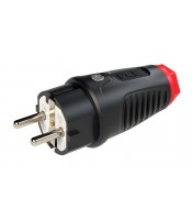 0511-sr PCE Вилка кабельна 16A/250V/2P+E/IP54 корпус чорний, маркер червоний 